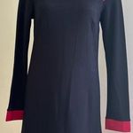 Randy Kemper Black Red A Line Dress Square Neck Long Sleeves Zip in Back SZ 10 Photo 0