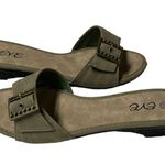 Eve Buckle Sandal Slides Low Heel Khaki Color Size 11 Brown Photo 5