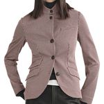 Rag and Bone Slade Houndstooth Italian Plaid Blazer Jacket Size 4 Pink/Burgundy Photo 2