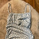 Bodycon Dress White Blue Floral Spaghetti Straps Gathered Sides Size Medium‎ Photo 1