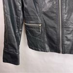 LA Coalition Black Moto Jacket, Faux Leather, Quilted, Zippered Pockets, Medium Photo 5
