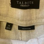 Talbots cropped pants 14 100% pure Irish Linen khaki wide leg contour tie waist Photo 1