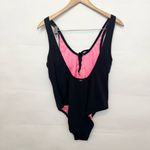 PINK - Victoria's Secret Victoria’ Secret PINK Womens Black Lace Up One Piece Swimsuit Bathing Suit large Photo 2