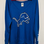 PINK - Victoria's Secret Victoria’s Secret pink Blue Detroit lions Long Sleeve V-Neck Top with Lion Logo Photo 0