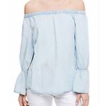 Evereve Sanctuary Havana Blue Charlotte Cold Shoulder Bell Sleeve Top Size Small NWT Photo 4