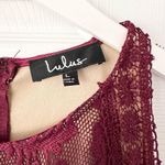Lulus Lulu’s Burgundy Nude Lace Forever and Always Maxi Dress Formal Gown Large NWT Photo 3
