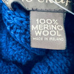 Inis Crafts Sweater Women Large Chunky Cable Knit Turtleneck Merino Wool Ireland Blue Photo 4