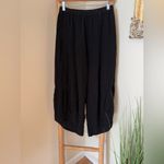 Khangura Artsy Pants Black Windowpane Linen Blend High Rise Wide Leg Crop Small Photo 5