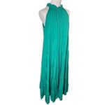 Green Tiered Maxi Dress Small Halter Tie Neck Sleeveless Flowy Resort Vacation Photo 1