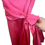 Amanda Uprichard Palmira 100% Silk One Shoulder Wrap Maxi Dress In Pink Ribbon Photo 5