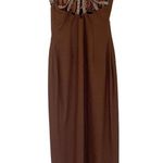 Vintage Sterling by Stone Ferris Brown Maxi Dress 8 Gown Formal Rhinestones Slit Photo 7