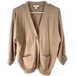 Loft M Cardigan Sweater Knit Rabbit Hair Blend Tan Luxury Basic Oversized V Neck Photo 0