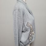 Spiegel gray pearl embellished open front wool blend cardigan size large Photo 2