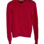 J.Crew  Alpaca Merino Wool Sweater Hot Pink Button Detail Crewneck Size XSmall Photo 2