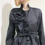 Joseph Ribkoff Style 12714 Black Belted Dress Coat with Big Flower Accent Size 2 Photo 2
