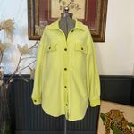 Free People  Ruby Jacket Shacket Oversized Fleece in Light Green Yellow- Sz S 🧡🎀 Photo 3