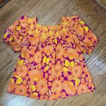 Rose + Olive  | Floral Boho Tunic Tropical Blouse Size M Photo 7