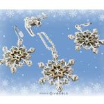 Snowflake Necklace Earrings Set 16" Chain New Reversible Festive Winter… Gold Photo 2