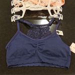 Laura Ashley π Padded Lace Back Bralettes (3 Pk) Navy Blue Pink White Small NWT Photo 3