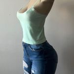 New Cute Stretchy Pastel Green Crop Tank Size Small Photo 1