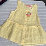 Isaac Mizrahi  Yellow Linen Peplum Tank Top D35 Photo 0