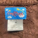 Cre8tions Single Embroidered Med Snap Button Down Top Western Country Academia Brown Photo 2