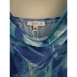 Women’s Blue Green Abstract Floral Cowl Neck Strappy Back Ruched Maxi Dress Sz S Photo 4