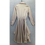 Pretty Little Thing Pretty Little Things Women's Dress Hi Low Beige Long Sleeve Size 4 Surplice Photo 1