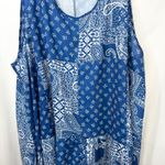 Soft Focus Plus Size 30/32W Top Blue Patchwork Handkerchief Sleeveless Tank 1709 Photo 4