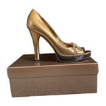 Gucci Authentic Metallic Gold Horsebit Platform Heels size 9.5 Photo 0