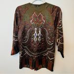 Etro Silk Wool Paisley Floral Top Size Small 46 Made in Italy Blouse Green Photo 5