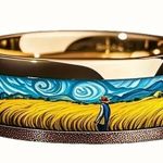 Van Gogh Starry Night & Wheat Field Art Ring Photo 0