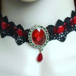 Black/Red Lace Necklace Collar Choker‎ Retro Style Cosplay Fashion Jewelry Black Photo 6