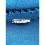 VTG 80s Balloon Long Sleeve Ruffle Midi Dress Blue Pearl Front Accent Women’s 10 Photo 12