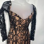 Bardot  Zendaya Mini Lace Long Sleeve Low V Neck Dress In Black Size 2 NWT Photo 4