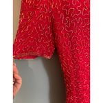 Laurence Kazar Vintage  Red Beaded Silk Short Sleeve Dress w/ Shoulder Pads Photo 6