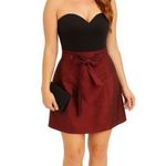 Bisou Bisou Burgundy Metallic Finish Wrap Aline Shimmer Skater Chic Skirt Size 8 Photo 0