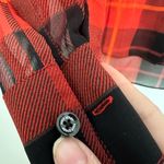 Kate Spade  Red Plaid Semi Sheer Silk Ruffle Shirt size 2 Photo 2