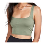 Free People Women's  Green Seamless Square Neck Crop Tank Top M Photo 1