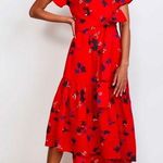 Apiece Apart Amaro Wrap Dress in Red Aster Floral size Medium Photo 0