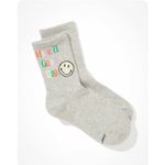 American Eagle  Gray AE Have a Good Day Smiley® Colorful ‘90s Crew Socks Photo 5