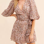 MINKPINK Women's Paisley Wrap Mini Dress Size L Multicolor Casual Photo 0