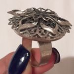Anthropologie Silver Flower Metal Ring Photo 1