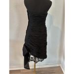 Vintage Victor Costa Strapless Black Dress Party Ruched Bow Lace Prom 1980s Size M Photo 1