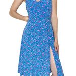 Lulus Blue & Pink Floral Sleeveless Girly Midi Dress Photo 0
