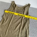 Loft Olive Green Crochet Detail Scoop Neck Curved Hem Tank Top Cotton Size XS Photo 5