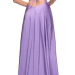 La Femme  Sleeveless Satin Gown in Lavender Size US 2 Photo 1