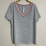 Lorna Jane  Gray Red V Neck Academia Oversized Shirt Small Photo 4