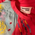 Savanna Jane Shirt Women Medium Pink Red Embroidered Puffy Balloon Floral Boho Photo 2