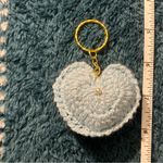 Handmade Crocheted Heart Keychain with Pearl Accent Photo 1